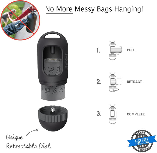 Dog Poop Bag Dispenser, Waste Bag Retractable, Black