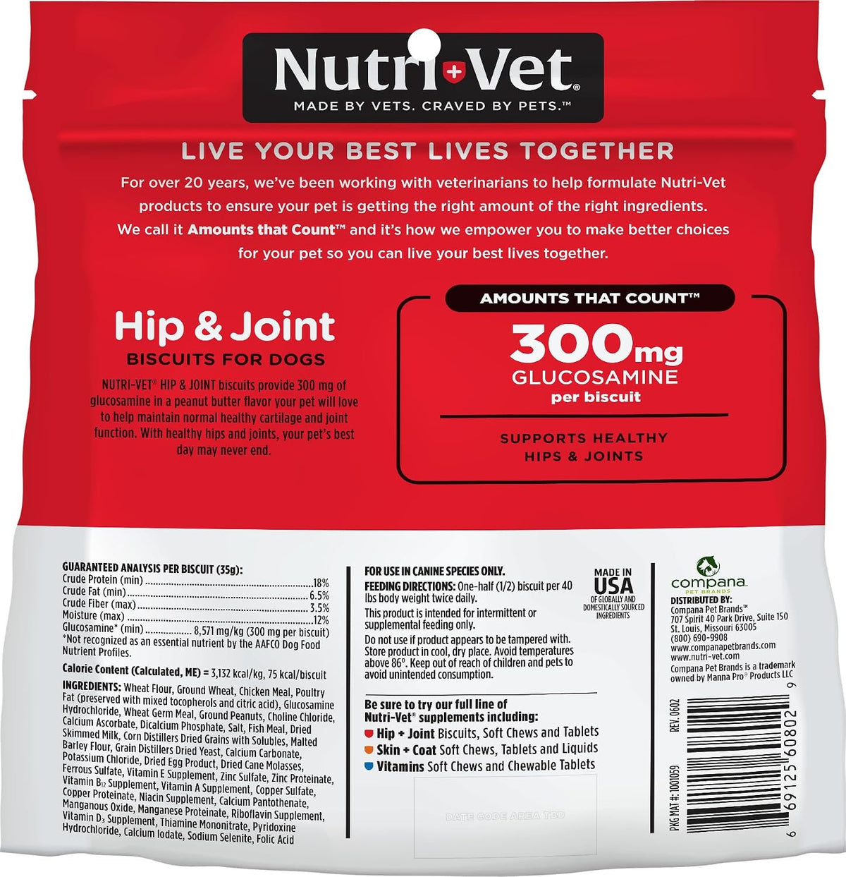 Hip & Joint Dog Biscuits, Dog Treats, 300mg Glucosamine, 6 lb Bag