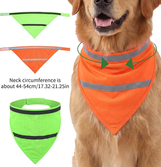 Reflective Dog Vest High Visibility Bandana Collar, 2 Pcs