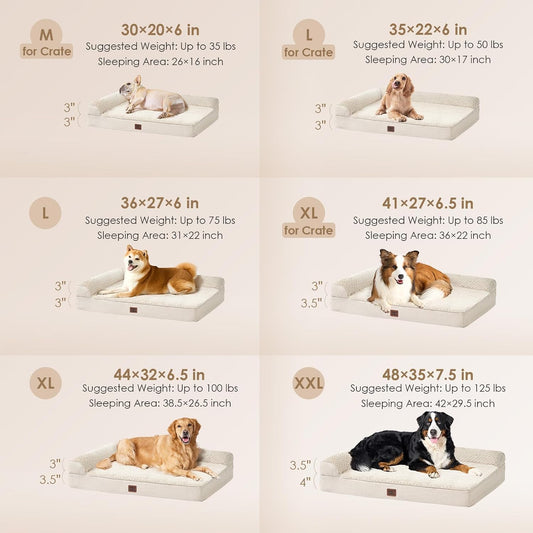 Orthopedic Dog Bed Medium Size, Memory Foam Dog Bed, Grey | Small Dog Sofa with Washable Removable Cover, Waterproof Pet Couch for Crate with Nonskid Bottom, 30x20x6