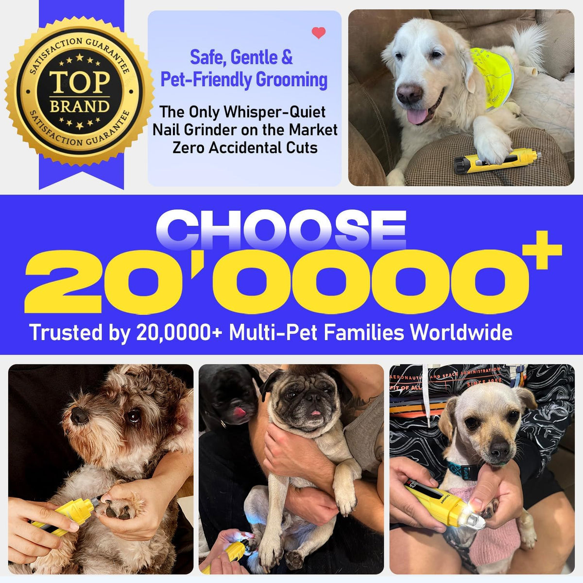 Whisper-Quiet Dog Nail Grinder 50%More Power for Sensitive Dogs,Cat