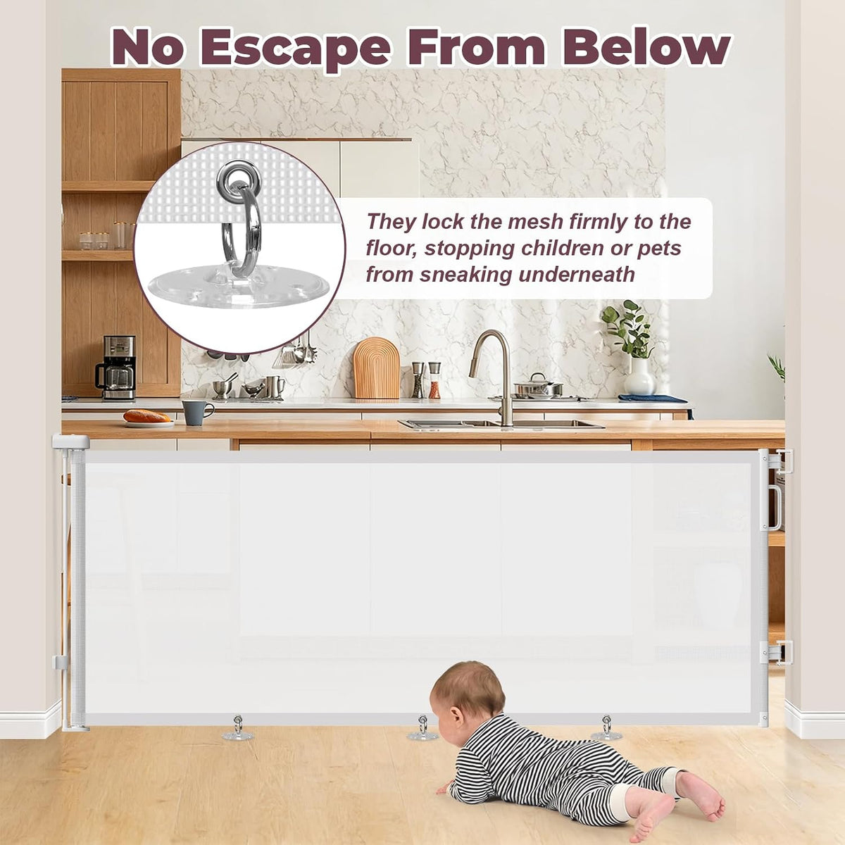 Retractable Baby Gates for Doorway, 58" Wide Mesh Dog Gate for Stair