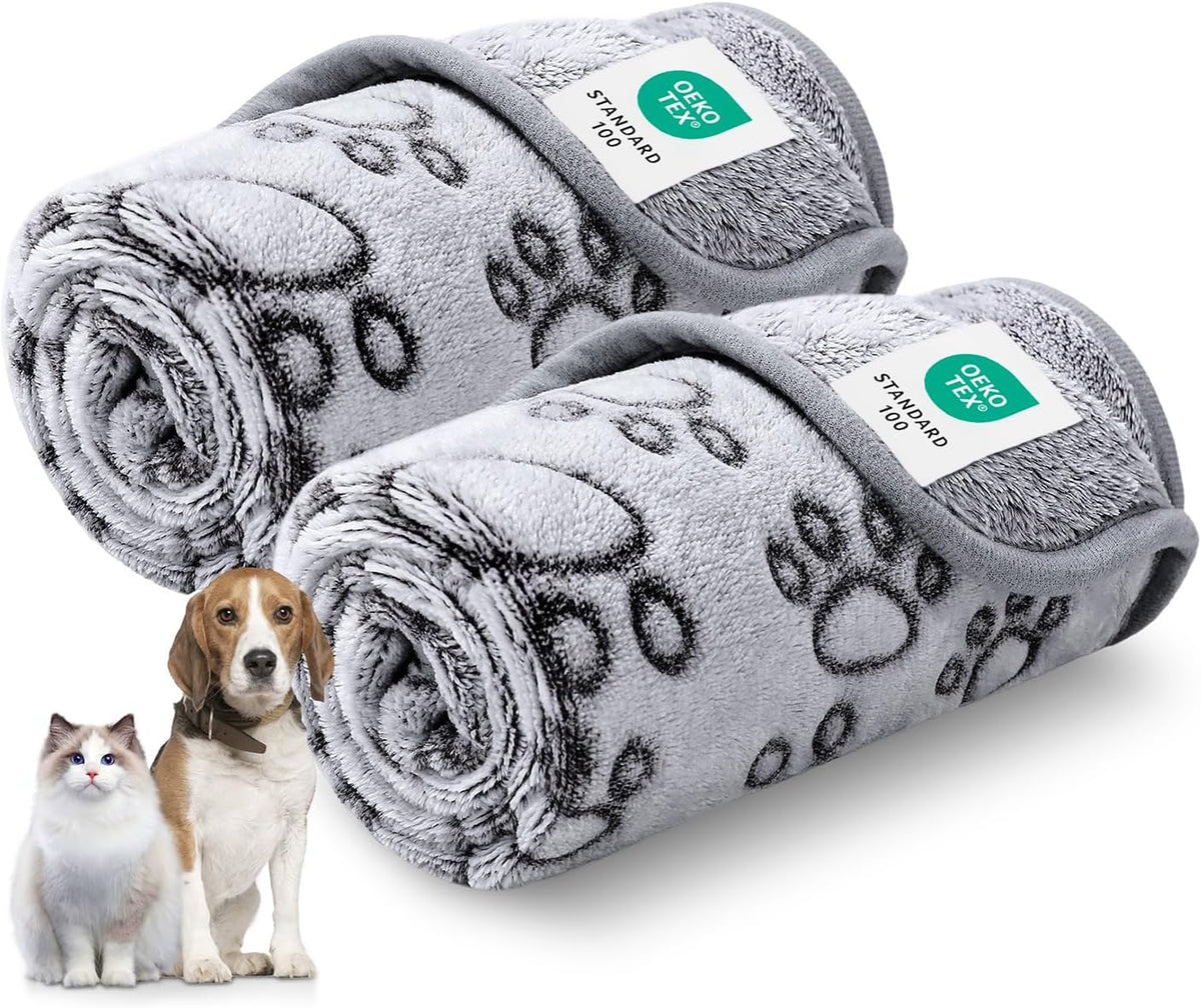 Fluffy Paw Print Dog Blanket Large/Medium/Small, Soft Fleece Throw