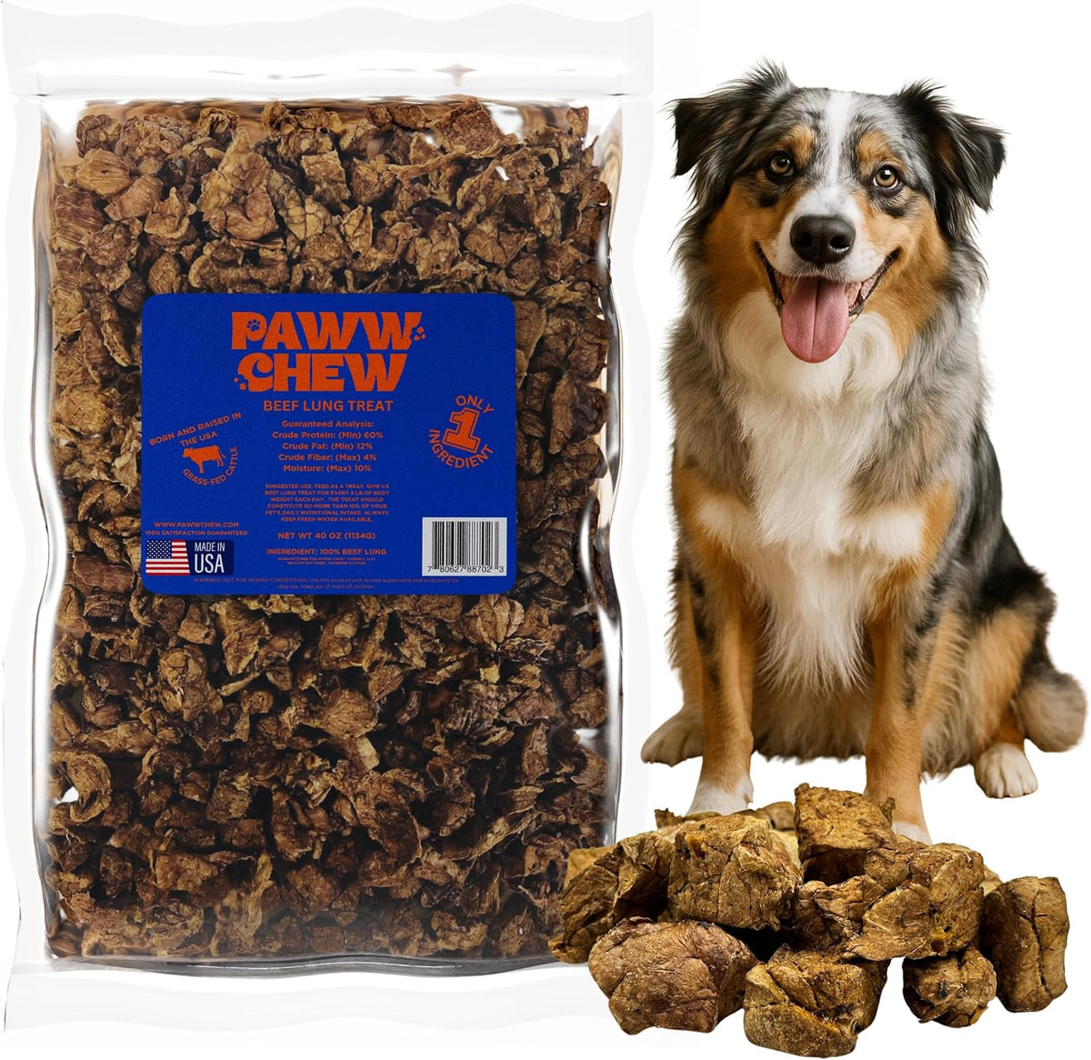 Beef Lung Dog Treats - Single Ingredient, High Protein, 1 LB