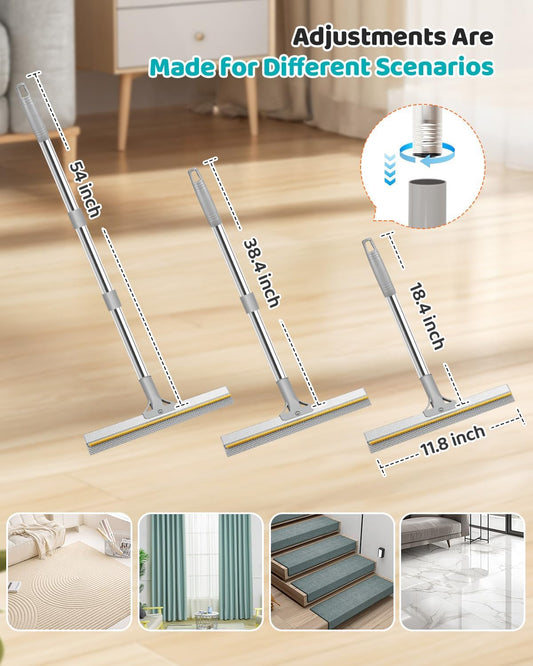 Pet Hair Remover for Carpet, 54 Inch Adjustable Long Handle Carpet Rake for Pet Hair Removal, 3 Piece Dog Hair Carpet Rake and Carpet Scraper Tool for Rugs, Couch, Stairs, Furniture
