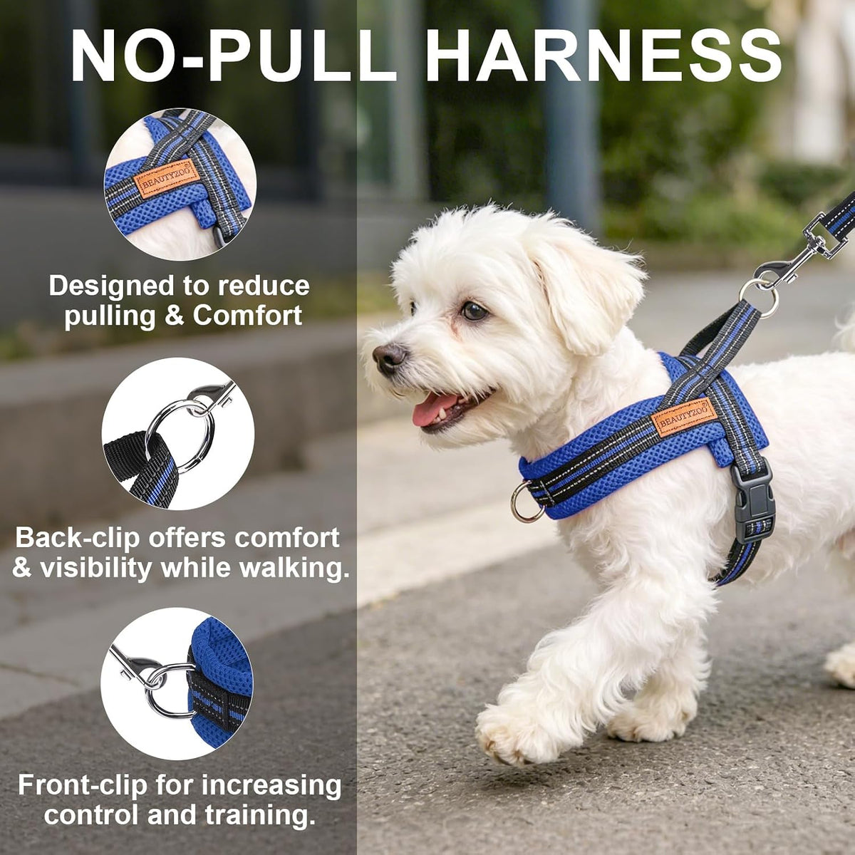 Dog Harness Medium Sized and Leash Set, No Pull Step in Pet Vest