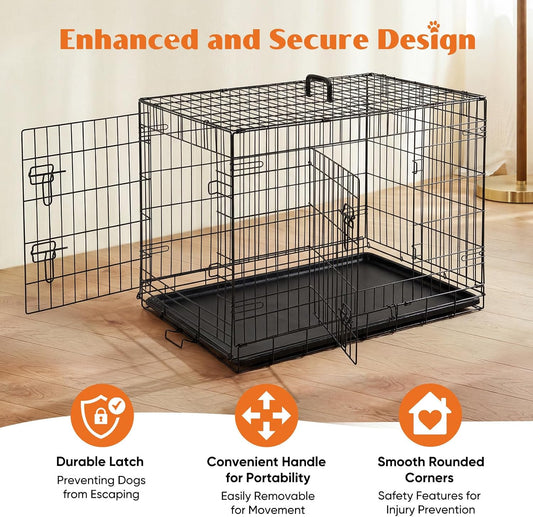 36 Inch Dog Crate, Medium Dog Cage, Foldable Puppy Pet Kennel