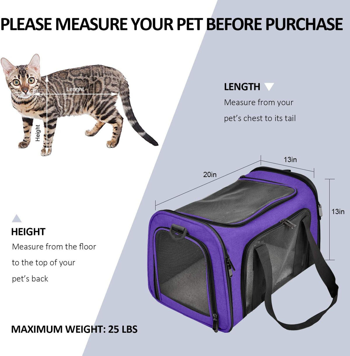 Cat Carriers Dog Carrier Pet Carrier for Small / Medium Cats Dogs Puppies (Up To 15lbs), TSA Airline Approved Small Dog Carrier Soft Sided, Collapsible Waterproof Travel Puppy Carrier -Black