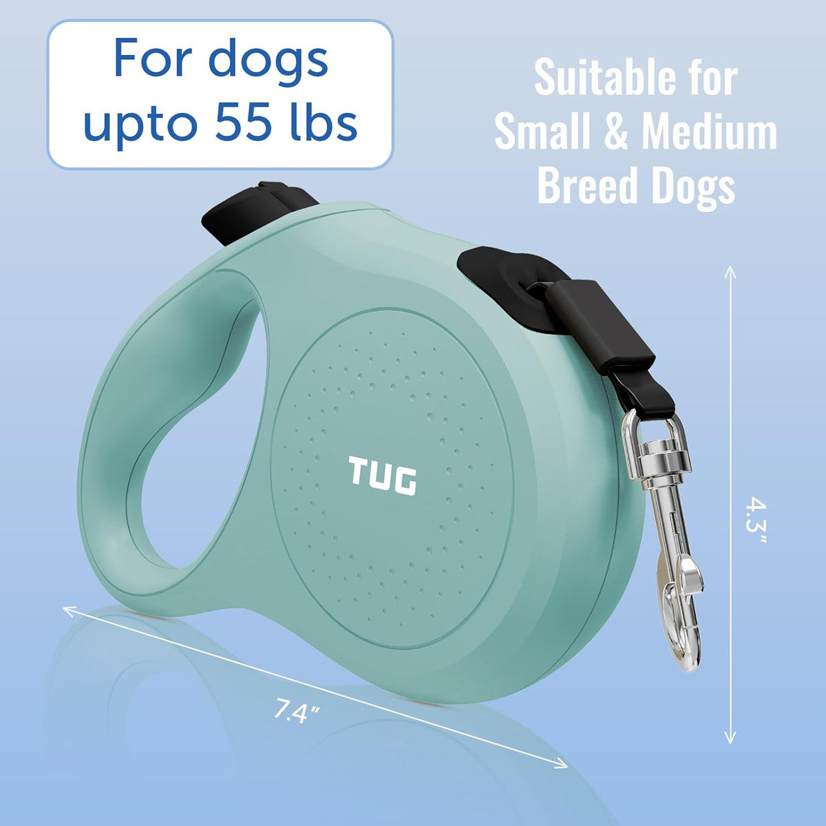 Quest Retractable Dog Leash | 360° Tangle-Free | 16 ft Tape (S, Cream)