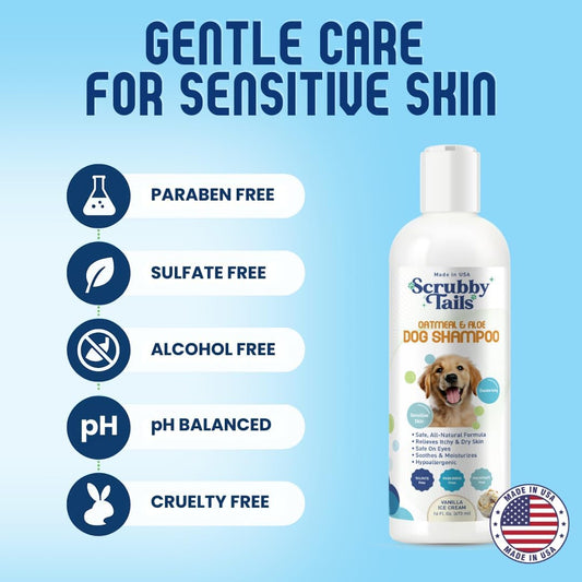 Enzymatic Oatmeal Dog Shampoo, Itchy Skin, Vanilla, 16 oz