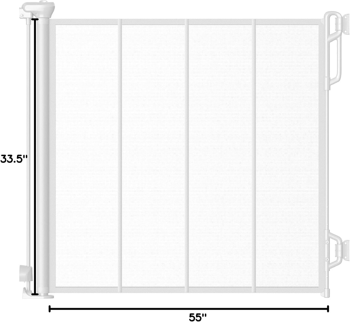 Spaceany Reinforced Retractable Baby Gate or Mesh Dog Gate,Easy to Use for Stairs, Doorways, Hallways, Indoor, Outdoor, Wide Pet Gate 33.5" Tall, Extends to 45" Wide, Gray