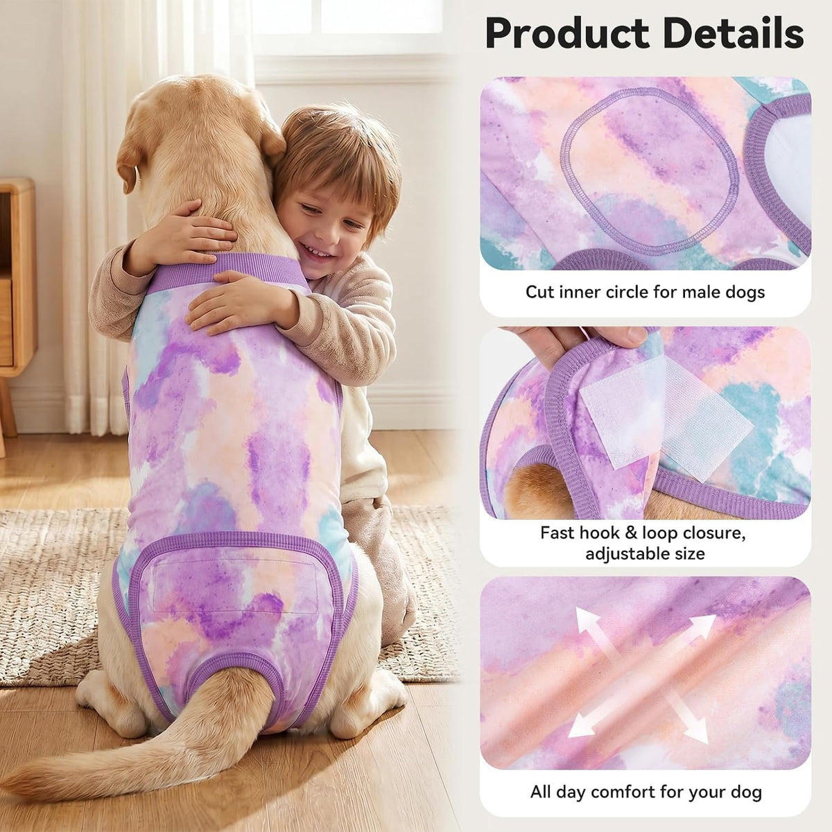 Recovery Suit for Dogs Surgery Surgical Dog Onesie, Yellow Duck, M