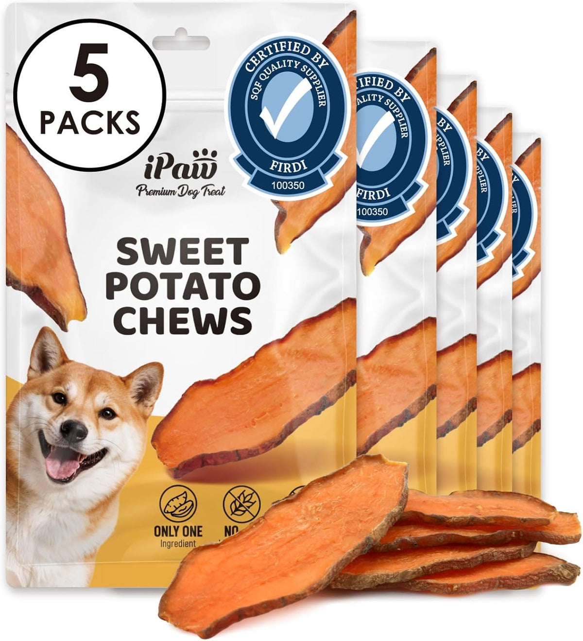 iPaw Sweet Potato Dog Treats, SQF-Certified Production Process Dog Chew