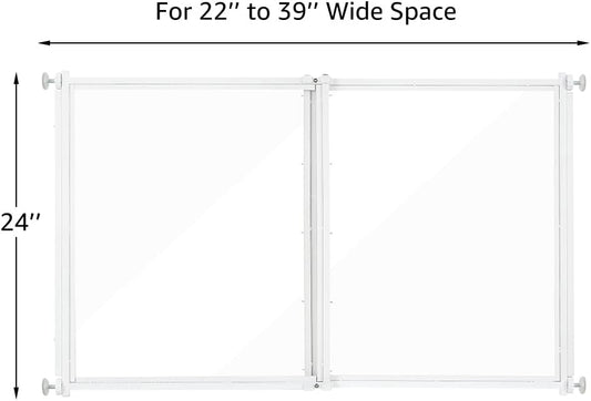 beeNbkks Clear Ferret Gate, Small Pet Barrier for Doorways Hallways Stairs Kitchen, Pressure Mounted Safety Pet Gate for Small Dogs Cats, Fit 22" to 39" Wide Opening, 24" Tall Step Over, Indoor Use