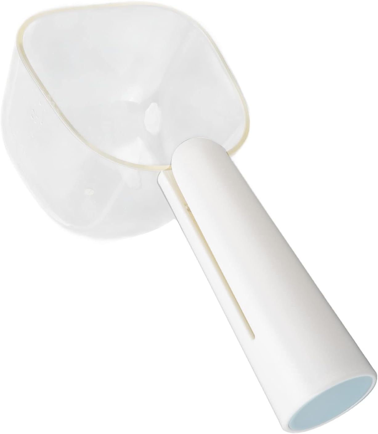 Transparent Pet Food Scoop with Clip Handle, 250 ml Capacity, Easy to Clean Dog Food Scoop (White)