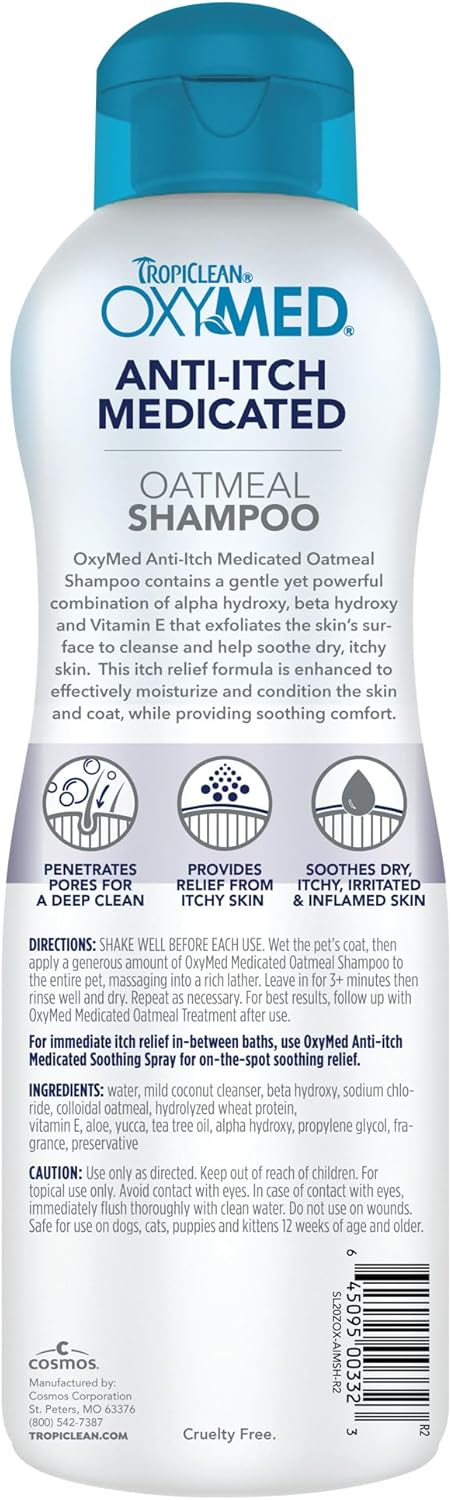 OxyMed Medicated Dog Shampoo, Soothing Oatmeal Formula, 20oz