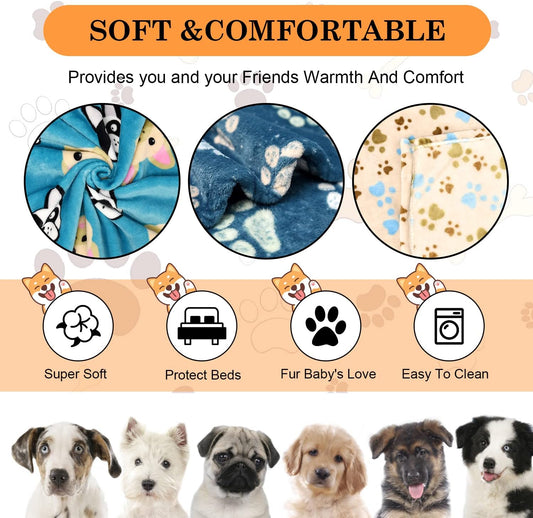 Blanket for Large Dogs & Cats Soft Reversible Cute Paw 40"x31"