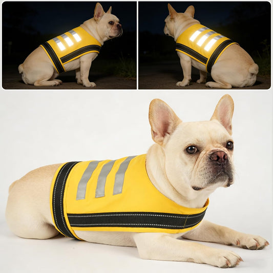 Dog Reflective Vest, High Visibility Safety Vest for Small Medium Large Dogs, Easy-On Adjustable Reflective Jacket for Outdoor Hunting Night Walking Jogging, Bright Yellow