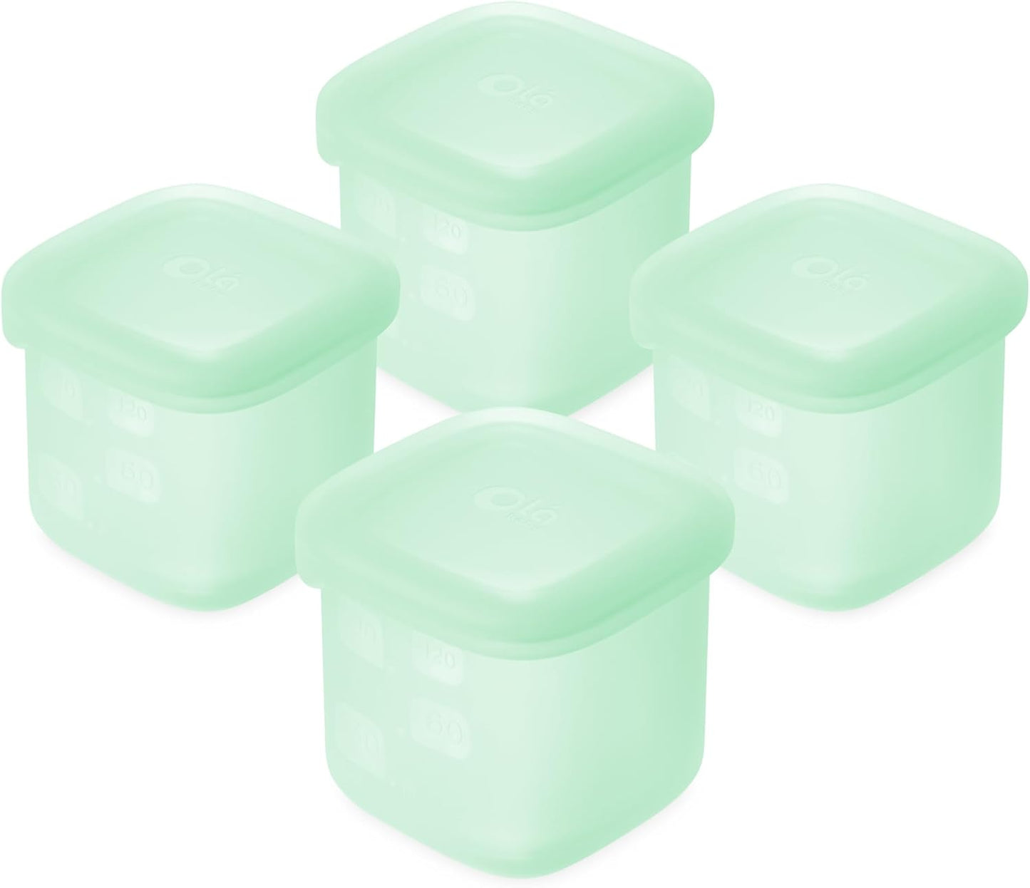 Olababy Clear Sense Silicone Storage Containers 4pk for Baby Food, Snacks, Formula, Puree, Sauce & More | Micro Plastic & BPA-Free | Daycare Essentials for Toddlers and Kids (Lilac, 2 oz / 60 ml)