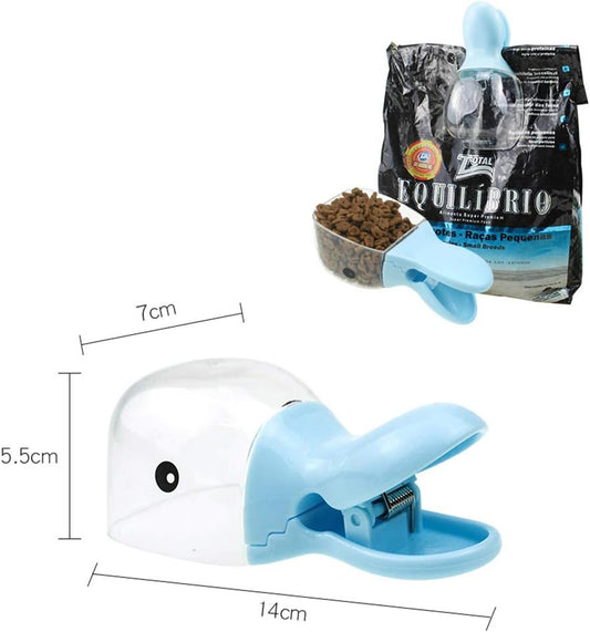 Newooh 2 in 1 Professional Pet Duckbill Shaped Feeding Shovel for Dog Cat Food - Food Package Seal Clip - Cute Duckbill Small Spoon