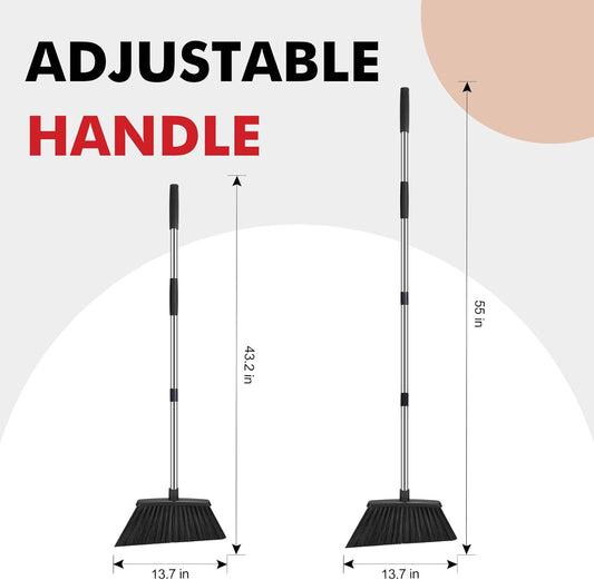 Heavy Duty Broom, 55 Inch Long Handle Outdoor Large Angle Brooms, Commercial Broom for Sweeping Indoor, for Home Garage Kitchen Office Courtyard Lobby Patio Lawn Concrete