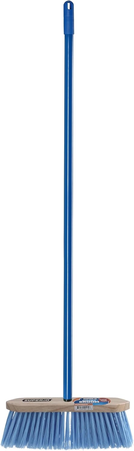 Superio Kitchen and Home Horsehair Broom With Wood Handle, Fine Premium Bristles - Heavy Duty Household Broom Easy Swiping Dust And Wisp Floors And Corners , 12" sweeping head