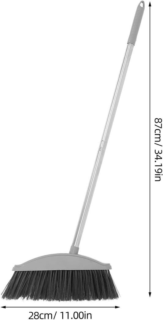BESTonZON Pet Hair Broom with Large Plastic Angle Head Household Sweep Broom for Indoor and Outdoor Floor Cleaning Nordic Gray Long Handle for Efficient Hair and Garbage Removal