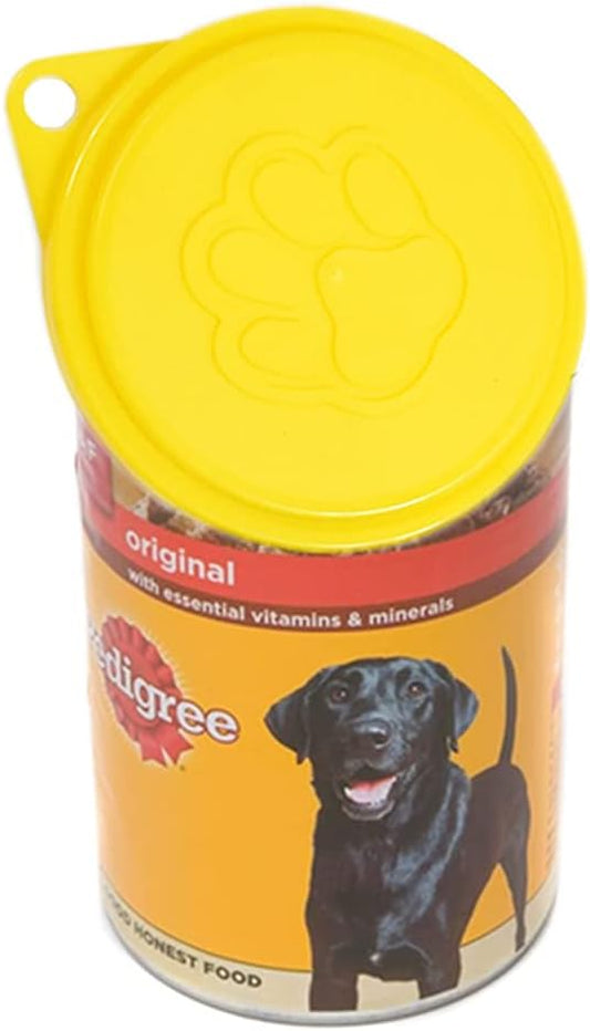 Medsuo 4pcs Dog Can Covers Pet Food Can Plastic Lids Caps for Tins Dog Cat Puppy Can Covers Reusable Sealed Tin Covers Lids for Pet Food Storage (Yellow, Blue, Purple, Pink)