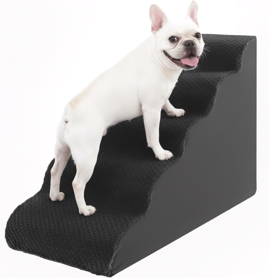 Oiilores Dog Stairs for Small Dogs 15" H, 3-Step Dog Steps Ramp for Couch Sofa and Chair with Anti-Slip Washable Cover and Durable High Density Foam, Pet Stairs for Cats, Grey