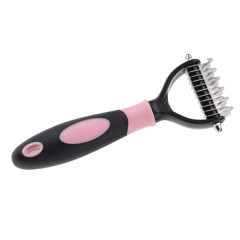 Deshedding Dog Brush, Cat Brush Dog Brush for Shedding Dog Rake Double Sided Undercoat Rake Comb for Detangling, Deshedding Pet Grooming Brush for Small, Medium Dogs and Cats