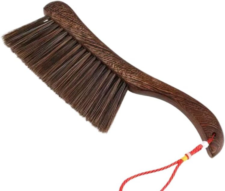 Pet Hair Remover Mitt Glove & Counter Brush Tool - Natural Fiber Soft Bristles Small Whisk Broom- Dog Cat Hair Grooming Removal Glove for Furniture Kitchen & Couch, Wooden Duster