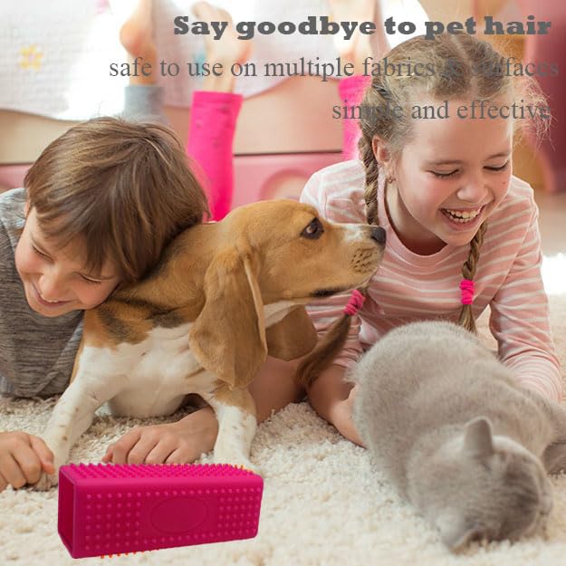 2 Pieces Pet Dog Cat Hair Remover, Block Roller Cleaner, Hollow Silicone Cleaner Brush for Sofa, Car Interiors, Furnishings, Carpets, Bedding or Any Fabric (Orange, Blue)