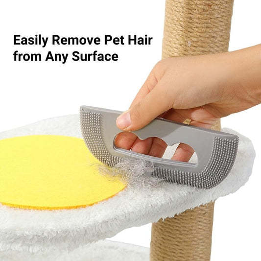 Reusable Soft Rubber Cat Dog Hair Removal Brush Gray (2 Pack) - Washable Pet Hair Deshedding Cleaning Tool for Indoor Cats, Dogs, Couch, Carpet & Furniture
