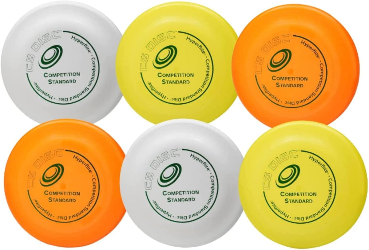 K-10 Competition Standard Dog Disc (6 Pack) - Assorted Floating Frisbee for Dogs - Large Canine Plastic Discs for Ultra-Long Flights - Flying Disc Toy for Secure Gripping - 8.75”