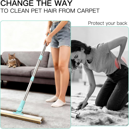 Carpet Rake for Pet Hair Removal 3 in 1 Reusable Dog Cat Hair Remover Scraper with Adjustable Long Handle, Carpet Clean Brushes&Cat Dog Fur Rakes Scraper Broom for Couch, Rugs, Mats and Cars