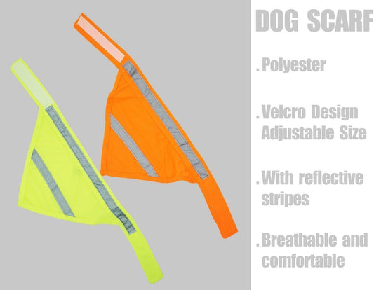 2 Pack Reflective Dog Bandana for Night Safety - High Visibility Adjustable Dog Scarf in Orange/Yellow, Fits Small Medium Large Dogs(Small)