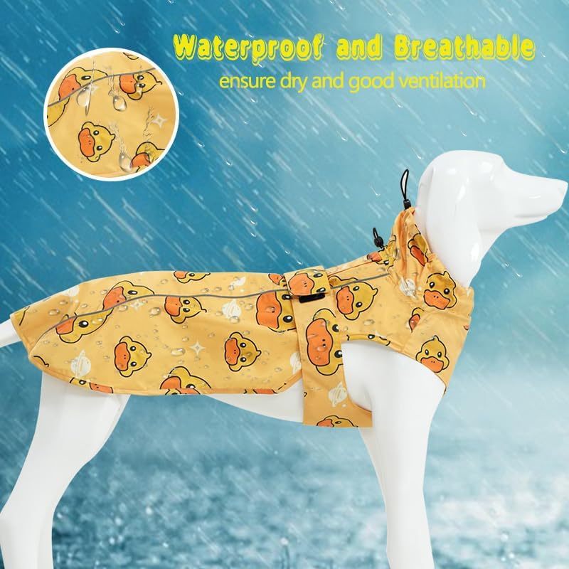 Adjustable Waterproof Dog Raincoat for Dogs,Lightweight Pet Rain Jacket Puppy Clothes with Reflective Strip for Small Medium Large Dogs (Blue, X-Large)