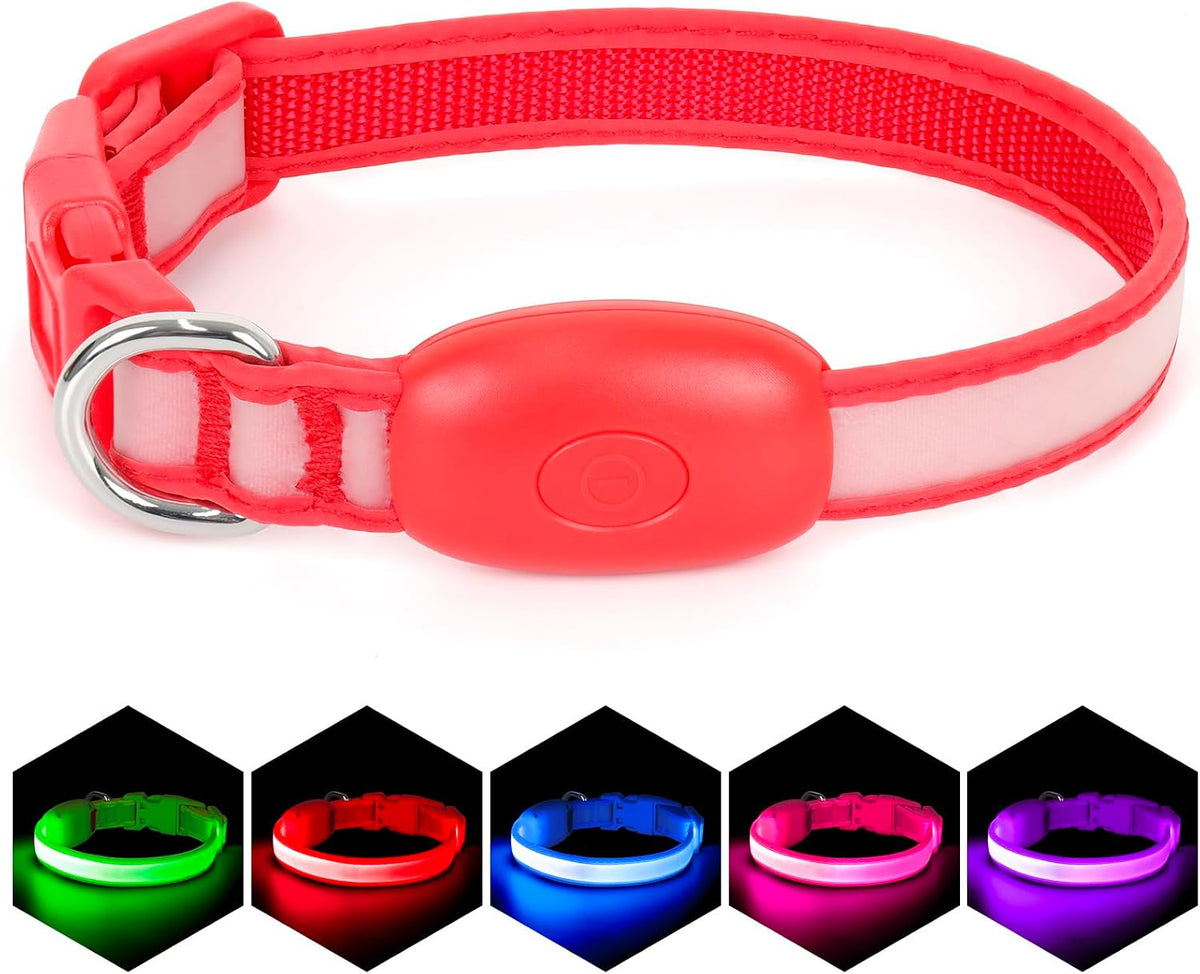 LED Dog Collar, Light up Dog Collar Adjustable Safety Glowing Collar