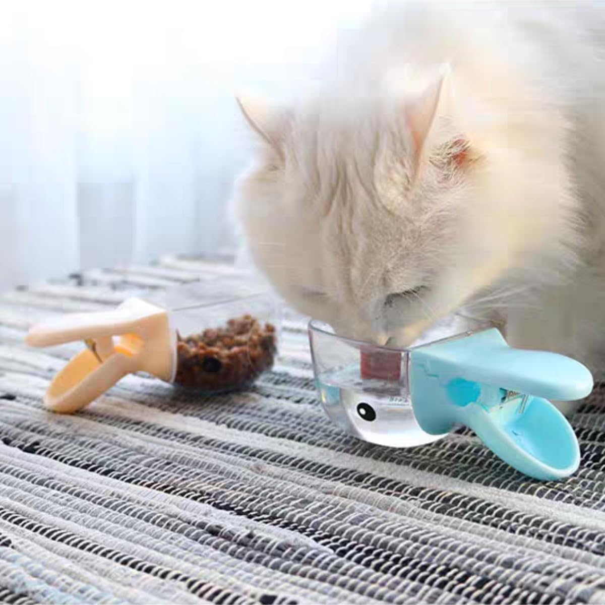 1pcs Cute Adorable Duckbill Design Grain Scoop for Dog Cat with Handle Sealing Clip Multi-functional Food Scoop (Blue)