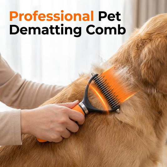 Dual-Sided Pet Grooming Comb for Dogs & Cats, 2026 New 2‑in‑1 Professional Pet Grooming Brush Deshedding Dog Brush, Dematting Comb Undercoat Rake for Dogs Long Haired Pet Grooming Tool (1, Green)