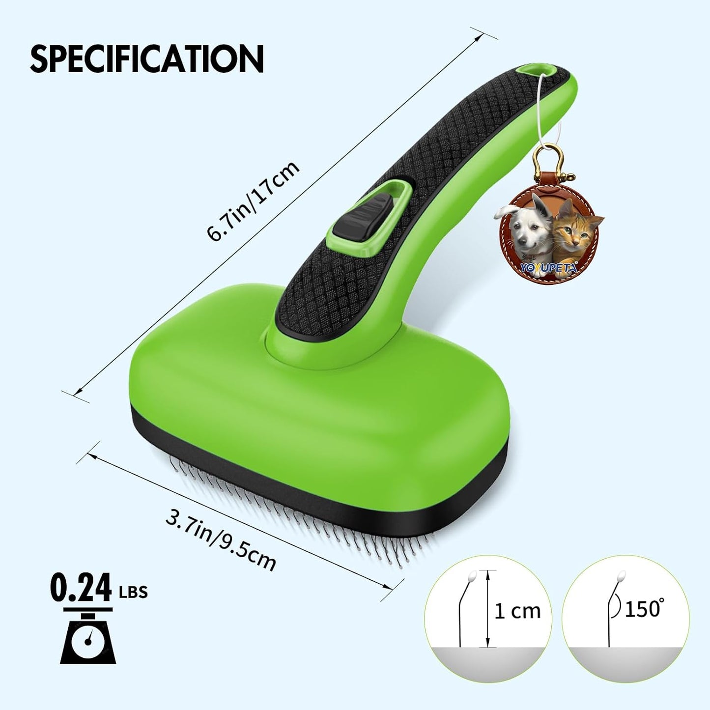 Cat Brushes for Indoor Cats - Self Cleaning Slicker Brush for Shedding Short & Long Haired Dogs, Skin Friendly Deshedding Grooming Tool to Removes Loose Fur, Mats,Tangles & Undercoat, Gray
