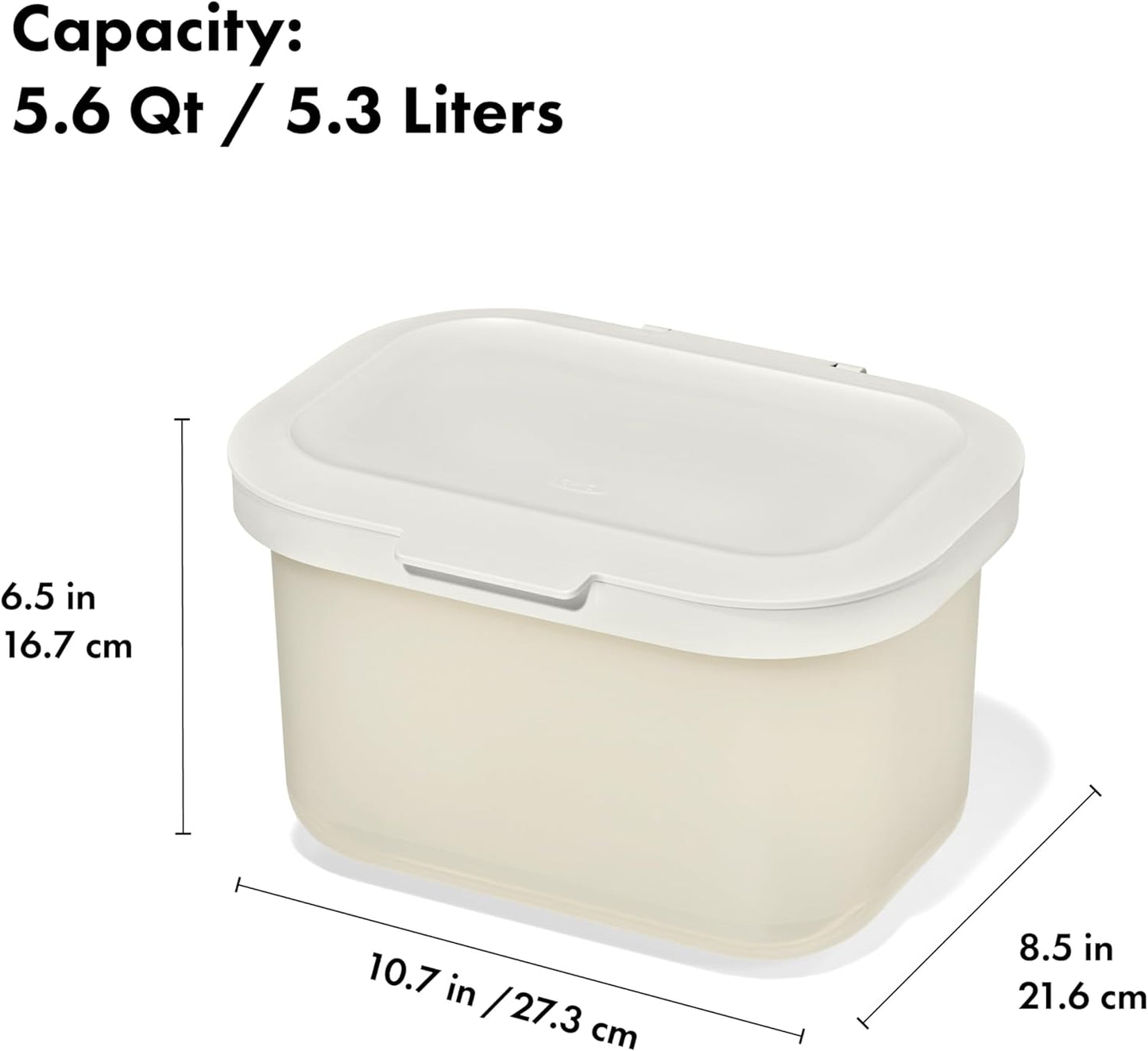OXO Pet Multipurpose Container, Storage bins with Lid For Dog Toys, Removable Hinged Lid For Easy Cleaning, Stackable, Space-Saving Dog Storage Organizer (5.6 Qt / 5.3 Liters)