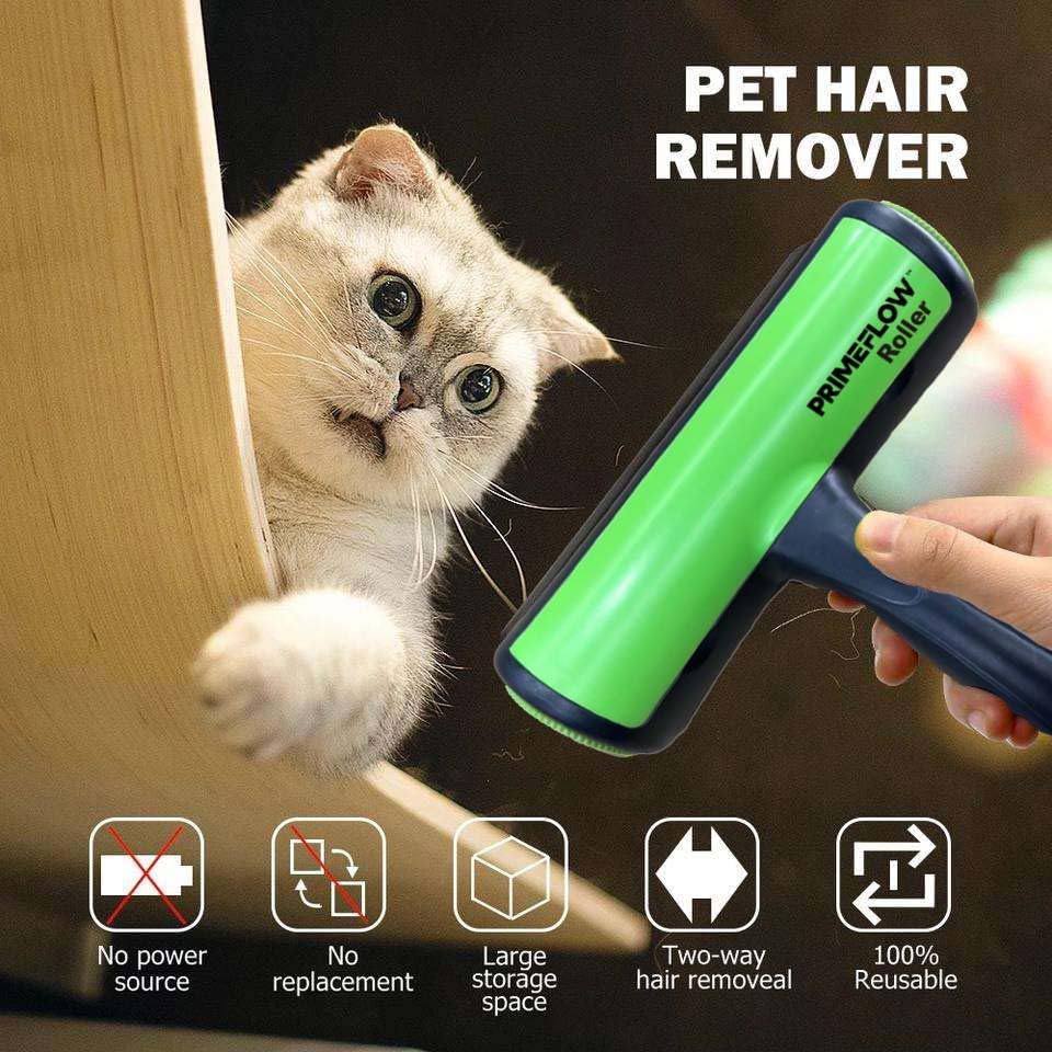 Reusable Pet Hair Remover Roller — Dog & Cat Hair Remover for Furniture, Couch, Clothes, Car & Laundry | Washable Lint Roller, No Sticky Tape | Includes Bonus Mini Roller for Travel