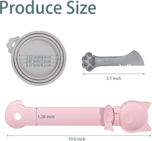 Cat Spoons for Wet Food Pet Can Lid Cover, Silicone Multi-Function Cute Paw Shape Opener Spatula Cat Food Spoon Cat Food Can Lid (Mixing colors)