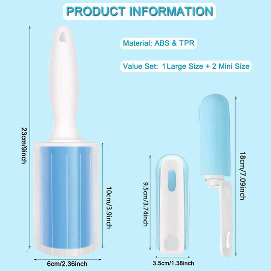 Reusable Washable Lint Roller 4 Pack, Sticky Gel Lint Rollers, Cat Dog Pet Hair Lint Remver Cleaner for Clothes, Carpet, Travel, 2 Large Roller with Dust Cover and 2 Mini Portable Small Lint Brush
