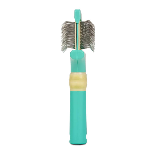 Jelly Pet Double Sided Slicker Brush, Longer Pin, Flexible Head, Fine/Coarse Sides, Removes Unwanted Tangles, Made in USA, Large, Teal