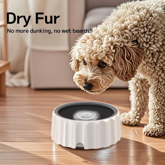 Dog Water Bowl 70oz/2L Large Capacity Water Dispenser No Spill Non Slip No Splash Pet Slow Feeder No Drip Vehicle Carried Travel Slow Drinking Bowl for Dogs Cat(White)