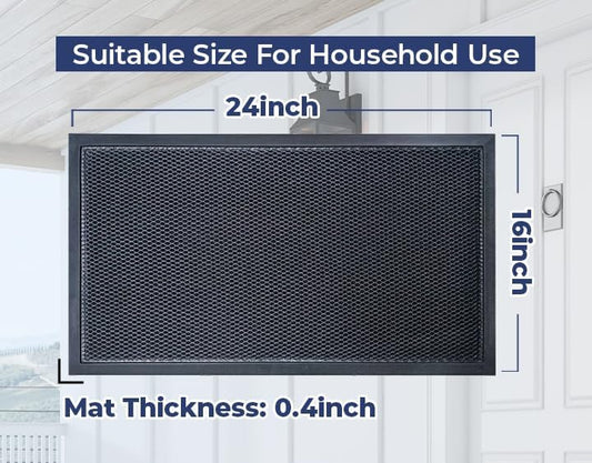 Muddy Mat® Meshy Mat™ Door Mat Heavy-Duty Quick-Dry Floor Mat, Sand & Dirt Trapper for Indoor & Outdoor, Ideal for Entrance, Mudrooms,Patios & Garages,Low-Profile,Non-Slip,Washable– Black 17"x30"x0.4"