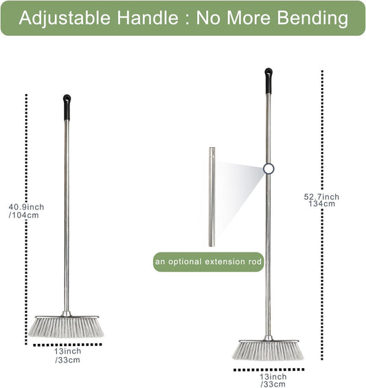 Indoor Soft Bristles Angle Sweeping Broom with Long Handle for Kitchen Hardwood Floor Cleaning