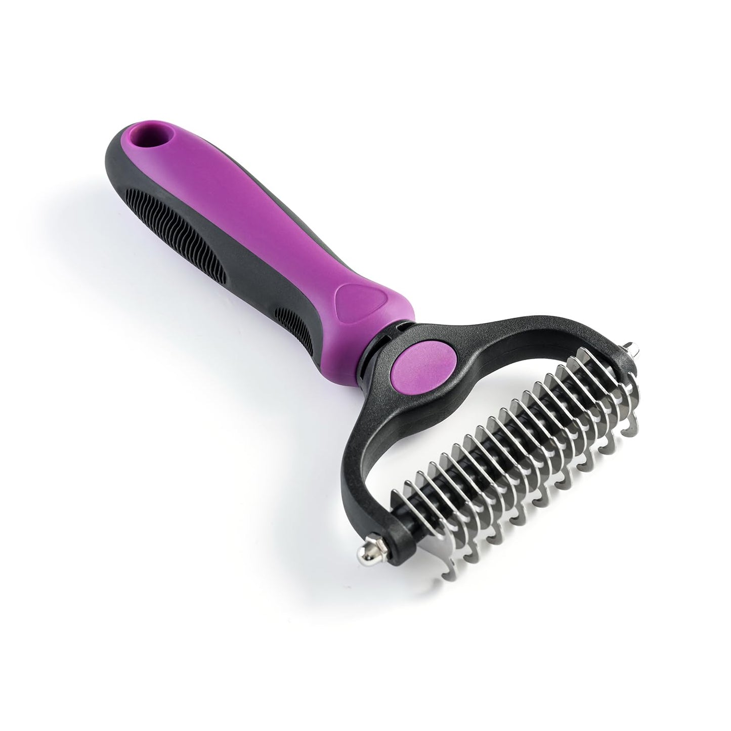 WePet Grooming Rake for Dogs & Cats, Double-Sided Deshedding Brush, Extra-Wide Dematting Tool, Slicker Comb for Undercoat & Loose Hair Removal, Reduces Shedding by 95%, Blue, Small